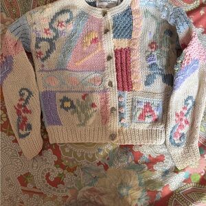 Colorful Knit Girls Sweater 5/6 the eagles eye hand knit